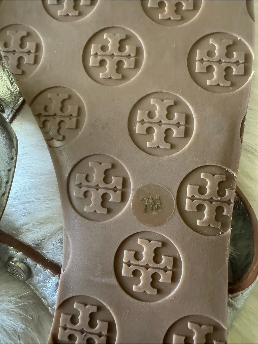 Tory Burch Silver Metallic Leather Thong Sandals